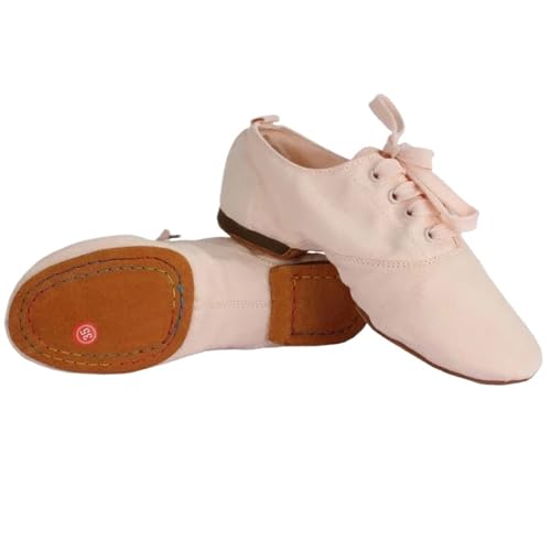 Zapatos de baile latino para hombre, zapatos de ballet de lona para niños, zapatos de ballet para mujeres y hombres, zapatos de baile de tango, modernos, jazz y entrenamiento (suela de ante rosa, 39)