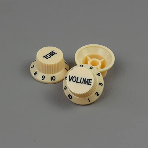 Fleor Strat Speed Control Knobs 1 Volume 2 Tone Guitar Knob Set Fit Fender Strat Style Electric Guitar Parts, Cream #TOP2
