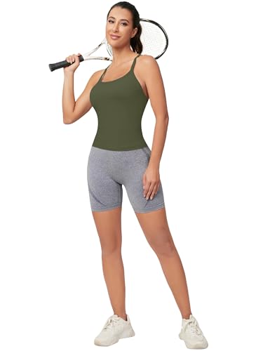 Image of MathCat Workout Tank Tops for Women with Built in Bra, Sleeveless Gym Tops Seamless Racerback Athletic Yoga Shirts