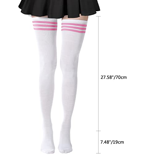 Image of DRESHOW Extra Long High Thigh Socks Striped Over Knee Thin Tights Long Stocking
