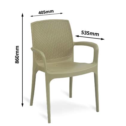 Image of Supreme Texas Heavy Duty Armrest Plastic Chair for Home, Garden, Office, Indoor /Outdoor Use(Color: Dark Beige; Qnt: 4 Pc.)
