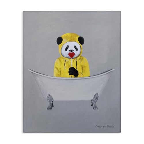 Panda Raincoat Claw Foot Tub, 24 x 30 Inch Canvas Wall Art