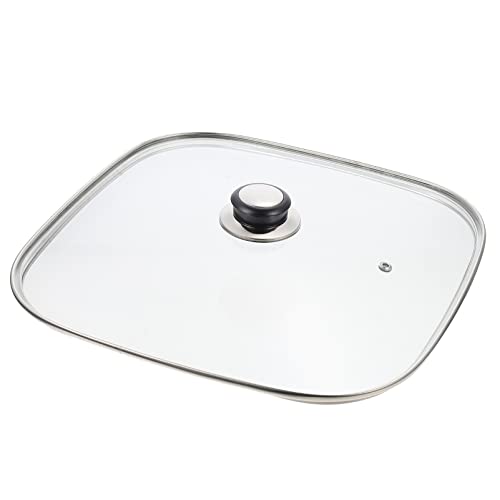 Coperchio quadrato in per griglia, 30 cm, coperchio quadrato in temperato ventilato con per padella con manopola, di ricambio per pentole