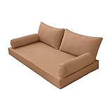 Prolinemax Style 2 - Mattress & Pillow Bolster Cushion for Outdoor Indoor Daybed Porch Swing Bed Piped Trim Twin Size AD104 | Covers ONLY |