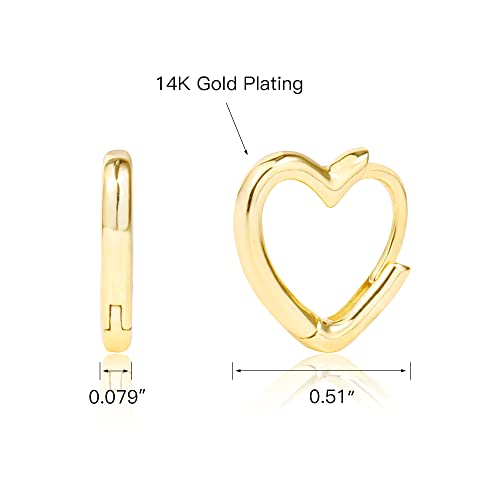 Alexcraft Small Gold Heart Hoop Earrings 14K Gold Plated Tiny Heart Huggie Earrings For Women Girls #TOP4
