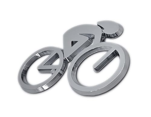 Image of Elektroplate Cycling OEM Chrome Emblem for Cars, Trucks, and All Auto | Universal Fit at 3.5 inch x 2.25 inch | Weatherproof