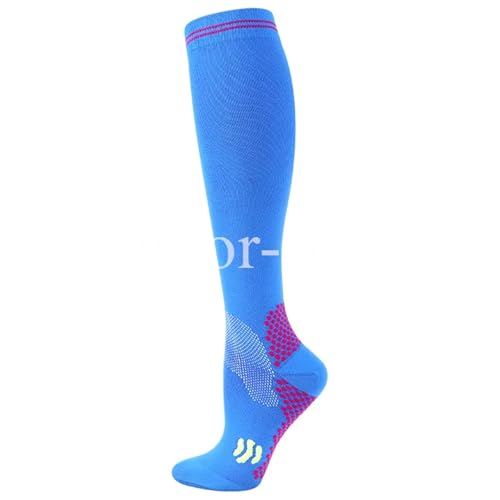 Medias Compresion Mujer 2 pares de calcetines de compresión de 20-30 mmHg, medias altas for hombres y mujeres, calcetines deportivos for maratón, ciclismo, fútbol, ​​venas varicosas(YS001-156-RBU,2XL)