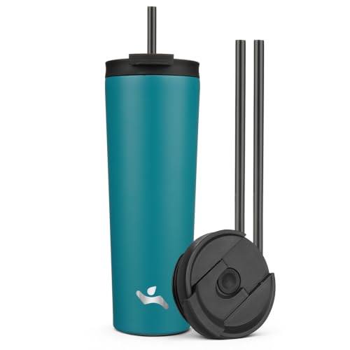 Image of Konokyo 30 oz Insulated Tumbler Water Bottle with Straw Lid, Blue