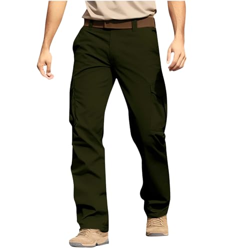 Mens Tactical Cargo Pants Stretch Construction Work Pants Elastic Waist Ripstop Outdoor Hiking Trousers with 6 Pocket