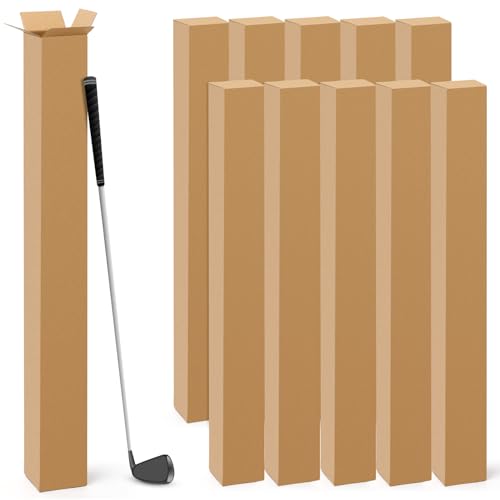 Image of Qilery 10 Pcs 4 x 4 x 48 Inch Golf Club Shipping Boxes 4L x 4W x 48H Tall Corrugated Boxes Cardboard Long Golf Storage Box for Shipping, Packaging, Moving, Mailing, Home or Business