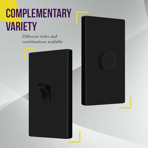 Image of ENERLITES Screwless Toggle Switch Wall Plate, Child Safe Light Switch Cover, Standard Size 1-Gang 4.68 inch x 2.93 inch, Unbreakable Polycarbonate Thermoplastic, UL Listed, SI8811-BK5P, Glossy, Black, 5 Pack