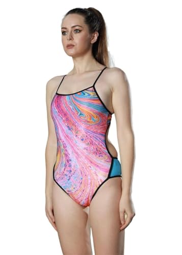 Maillot de bain dos actif au design psychédélique en tissu résistant haute qualité