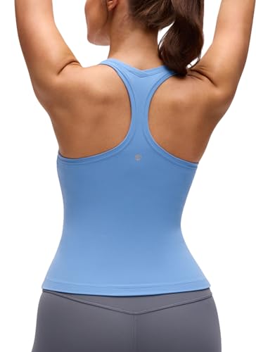 Image of CRZ YOGA Butterluxe Racerback Tank Waist Length | Yoga, Extremely Soft, Tight Fit, Scoop Neck, Sleeveless Tops for Women