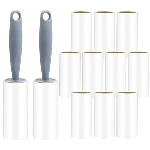 Pumuky Brosse Adhésif Puissant 480 Feuilles Pour Vêtements, Tapis et Canapés - 12 Rouleaux + 2 Brosses