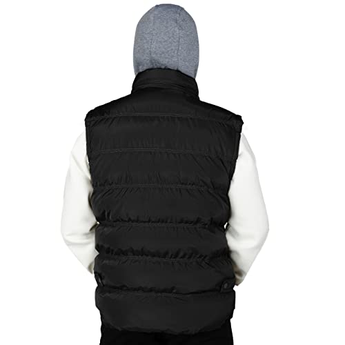 Corbuyit Black Vest Men's Men With Hood - Outdoor Casual Puffer Travel Warm Gilet Winter Outerwear Lightweight Fashion Insulated Sleeveless Sport Sweater Bubble Zipper Vests Xl #TOP2