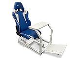 GTR Simulator GTA-WHT-S105LBLWHT GTA Model White Frame with Blue/White Real Racing Seat, Driving...