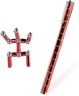 Multifunction Magnetic Writing Pen, Fidget Pen, Decompression Metal Ballpoint Pen for Touch Screens, Stress relief Toy Pen for Adults/Kids (Red)