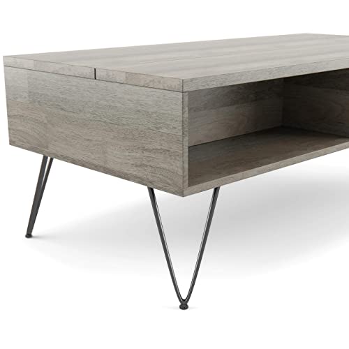 Simplihome Hunter Solid Mango Wood And Metal 48 Inch Wide Rectangle Industrial Contemporary Lift Top Coffee Table In Grey, For The Living Room And Family Room #TOP4