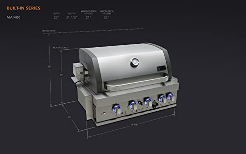 Mont Alpi MABI400 32-Inch 4-Burner 63000 Btu Stainless Steel Built-In Outdoor Kitchen Backyard Patio Barbecue Propane Gas Island Grill W/Infrared Rear Burner + Rotisserie Kit & Weather Cover thumb #5