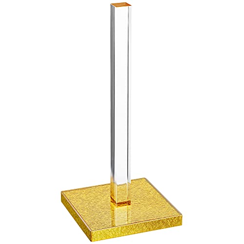 Elavain Elegant Acrylic Paper Towel Holder Countertop & Toilet Paper Stand Holder | Gold Base & Clear Stem | Perfect As Home Decor For Kitchen Or Bathroom | For All Brands Rolls Up To 12.5‘’ High #TOP13