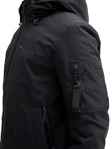 Tom Tailor Herren Gefütterte Jacke mit Abnehmbarer Kapuze,29999 - Black, XL – Ansicht 5