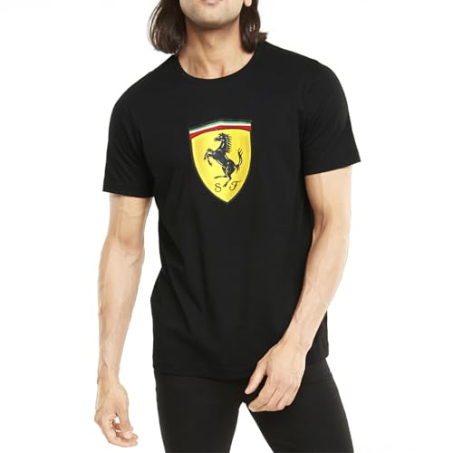 Image of PUMA Men's Scuderia Ferrari Race Colored Big Shield Tee T-Shirt, Black, XX-Large