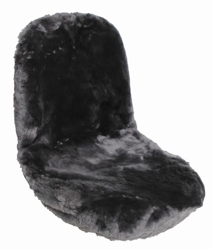 Housse de siège en peau d'agneau véritable – chariot, tracteur et tondeuse à gazon, anthracite