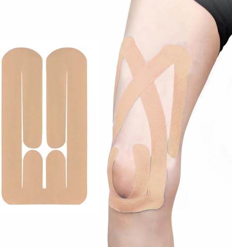 IEADEN Pre-Cut Kinesiology Tape for Knee & Thigh, 10 Pcs - Waterproof & Elastic, Breathable Latex-Free Athletic Tape, Provide Support and Stability to Muscle - Ideal for Running, Hiking, Riding, etc.
