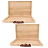 NUOBESTY 2stücke Holzaufbewahrungsbox mit Tragegriff Fächern für Künstlermaterialien Ölfarben und Pinsel Kompakt und Tragbar für Maler im Atelier und Outdoor
