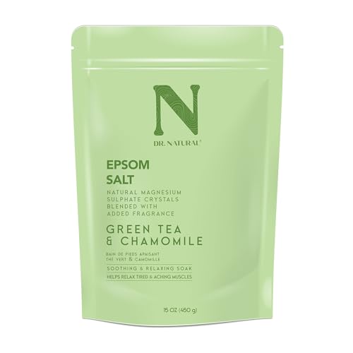 Dr. Natural Sal de Epsom - Sales de Baño Relajantes - Baño de Sal de Epsom Suavizante - Aumento de Magnesio - Flor de Medianoche - 450 g