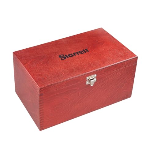 Starrett Durable Wooden Case for Outside Micrometers - Holds 0-6" & 0-150mm Sets, Protective Hinged Box, Secure Foam Interior - 956
