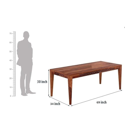 Image of Sheesham Wood Dining Table (69 * 34 * 30 inch) | Multi-Purpose uses Home and Office Desk | Dining Room Furniture | Wooden 8-Seater Dining Table |