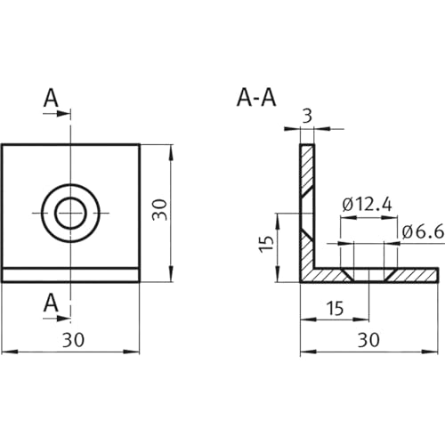 Fath Stahlwinkel 30x30 Item System zur rechtwinkligen Verbindung von Aluprofilen - 10 Stück