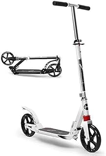HAO KEAI Kick Scooters for Teens/Adults Scooters Adult Adult Kick With Big Wheels And Dual Suspension Easy Folding Push For Kids Teens Rear Fender Brake Adjustable Handlebar Height (Color : White)