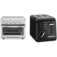 Cuisinart Air Fryer + Convection Toaster Oven, 8-1 Oven with Bake, Grill, Broil & Warm Options & CPT-122BK 2-Slice Compact Plastic Toaster, Black