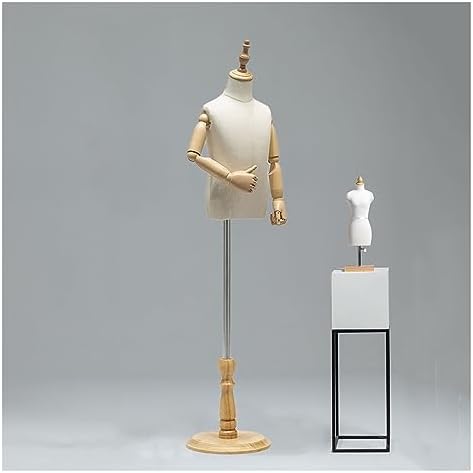 Adjustable Toddler Mannequin, Female Dress Form for Kids, Child Sewing Torso with Wooden Base, Perfect for Apparel, Scarves, Jewelry Display in Store Windows