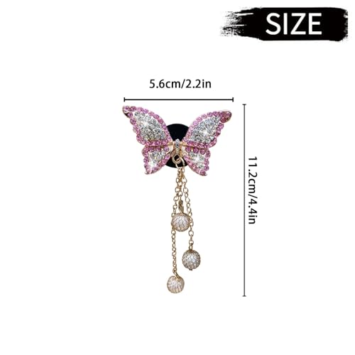 Image of Pink Butterfly Air Vent Clips, 4 Pcs Bling Butterfly Air Fresheners Vents Clips Diamond Car Interior Decor Bling Cute Car Accessories Decoration for Women+ Heart Mask Hook