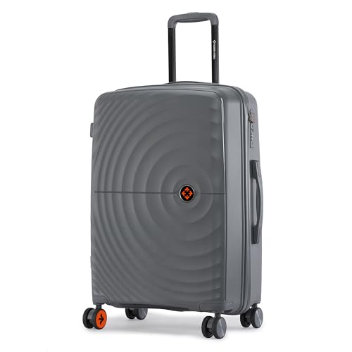Image of Nasher Miles Seattle Hard-Sided Polypropylene Check-in Luggage 24 inch | 65cm | 8 Wheels Medium Trolley Bag for Travel | Suitcase (Grey)