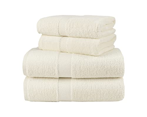 La Maison 100% Egyptian Cotton 600GSM Superior Towel Bale Set Hand Towel Bath Towel 4 Piece Super Soft Everyday Use (Cream)