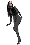 YourFetishWorld Lycra Ganzanzug Catsuit mit Abnehmbarer Haube, grau Gr. L