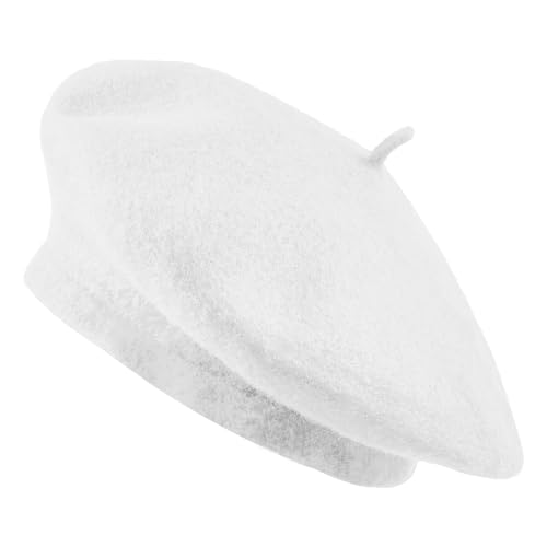 Jolbndcv 1 Pcs Beret Hat Wool French Beanie Hat White
