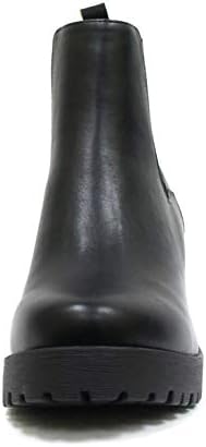Soda JABER ~ WOMEN LUG SOLE MID HEEL FASHION ANKLE BOOTIE W/DOUBLE ELASTIC GORE (Black, US Footwear Size System, Adult, Women, Numeric, Medium, 9) | Image 2