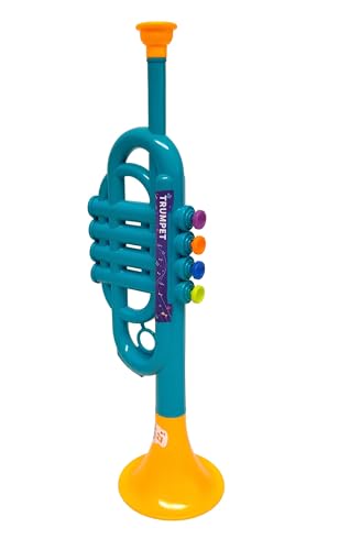 Trompete Spielzeug für Kinder 35 cm mit 4 Tasten Trompete Kunststoff Saxophon Spielzeug Saxophon 35 cm mit 8 Tasten Jazz Musikinstrumente Blasinstrumente Spielzeug Sax Horn , zufällige Farben (Tromba