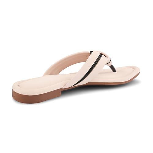 Image of Centrino Women's Flat Thong Sandals | Stylish Embellished Strappy Flip-Flops | Open-Toe Slip-On with Metallic Studs| Soft Cushioned Footbed for Comfort | Elegant & Durable Fashion Footwear (9313)