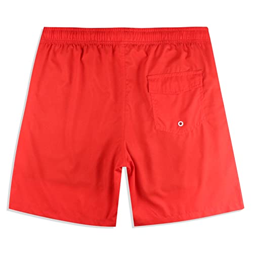 Men Swim Trunks Bathing Suit With Compression Lining Swim Trunks Mens Swim Trunk No Mesh Lining Men's Swim Trunks With Boxer Brief Liner 7" Red X-Large #TOP7