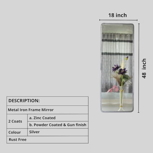 Image of Quality Glass Modern Elegance Rectangular Wall-Mounted Mirror - Metal Framed for Bathroom, Living Room - Home Decor - 18 x 48 Inches Golden MF 101