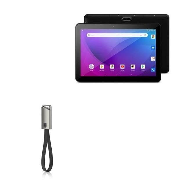 BoxWave Cable Compatible with Allview Viva 1003G - USB Type-C Keychain Charger, Key Ring USB Type-C to Type-A 8 in USB Cable - Jet Black