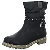 Reißverschluss Alyssa A705-69-BK Damen Schlupf/Reißverschlussstiefelette Warmfutter, Größe 37