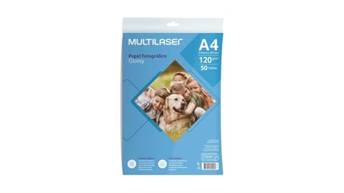 Papel Fotográfico Glossy A4 120g 50 folhas, Multilaser, PE035