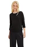 Strukturiertes Sweatshirt in Unifarben mit Raff-Detail am Ärmelabschluss